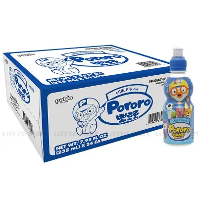Thùng 24 Chai Nước Trái Cây Pororo Vị Sữa 235ml