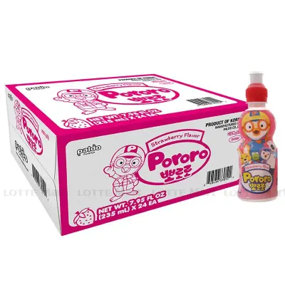 Thùng 24 Chai Nước Trái Cây Pororo Vị Dâu 235ml