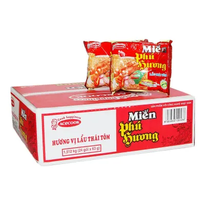 Thùng 24 Gói Miến Phú Hương Lẩu Thái Tôm 60g