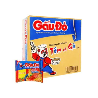 Thùng 30 Gói Mì Gấu Đỏ Vị Tôm và Gà 63g