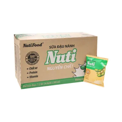 Thùng 36 Sữa Đậu Nành Nuti Nguyên Chất bịchx200ml