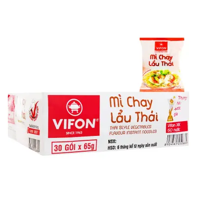 Thùng 30 Gói Mì Chay Lẩu Thái Vifon 65g