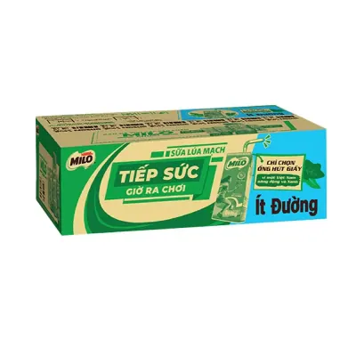 Thùng 48 Hộp Sữa Lúa Mạch Nestle Milo Ít Đường 180ml