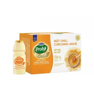 Sữa Chua Uống Men Sống Probi Gold Mật Ong và Curcumin Từ Nghệ Lốc 24x130ml