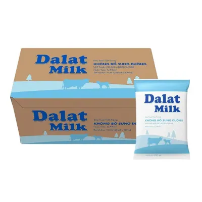 Sữa Tươi Tiệt Trùng Dalat Không Đường 48 x 220ml