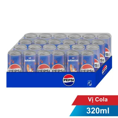 Thùng 24 Nước Ngọt Có Ga Pepsi Vị Cola Lon 320ml