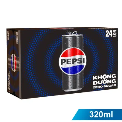 Thùng 24 Nước Ngọt Có Ga Pepsi Không Calo Lon 320ml