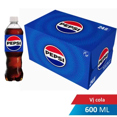 Thùng 24 Nước Ngọt Có Ga Pepsi Vị Cola Chai 600ml