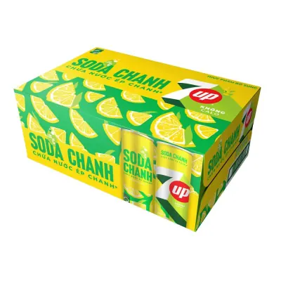 Thùng 24 Nước Ngọt Có Ga 7Up Soda Chanh Lon 320ml
