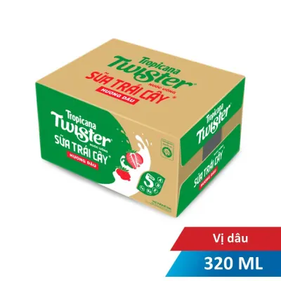 Thùng 24 Chai Nước Uống Sữa Trái Cây Twister Vị Dâu 320ml