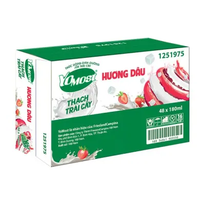 Sữa Chua Yomost Có Thạch Trái Cây Dâu 48 x 180ml
