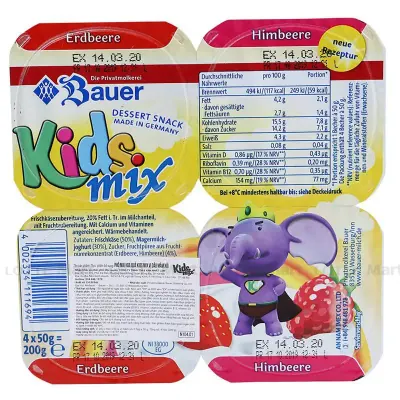 Lốc 4 Hũ Phô Mai Hoa Quả Kids Mix Vị Dâu Mâm Xôi 50g