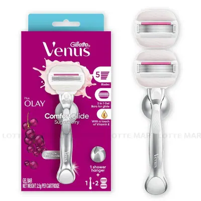 Bộ Dao Cạo Gillette Venus Comfortgilde Hương Olay Sugarberry 1 Cán và 2 Đầu Dao