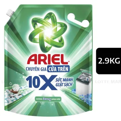 Nước Giặt Ariel Sức Mạnh Giặt Sạch 10x Cho Máy Giặt Cửa Trên Túi 2.9kg
