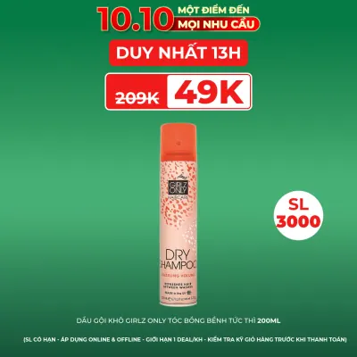 Dầu Gội Khô Girlz Only Tóc Bồng Bềnh Tức Thì 200ml