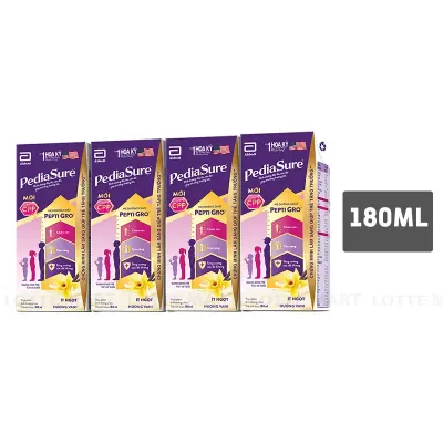 Lốc 4 Hộp Sữa Nước Pediasure Ít Ngọt Hương Vani 180ml (Dành Cho Trẻ Từ 1-10 Tuổi)