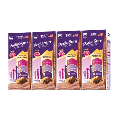 Lốc 4 Hộp Sữa Nước Ít Ngọt Pediasure Vị Socola 180ml (Dành Cho Trẻ Từ 1-10 Tuổi)