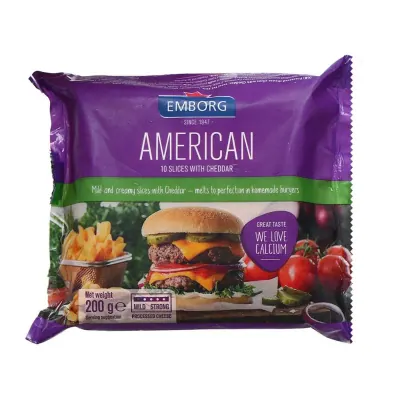 Phô Mai Lát Emborg Cheddar American Gói 200g