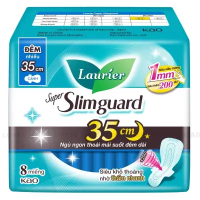 Băng Vệ Sinh Laurier Có Cánh Siêu Mỏng Cho Đêm Nhiều 35cm Bịch 8 Miếng