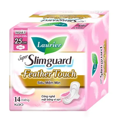 Băng Vệ Sinh Laurier Có Cánh Siêu Mềm Mịn Cho Ngày Vừa và Nhiều 25cm Bịch 14 Miếng