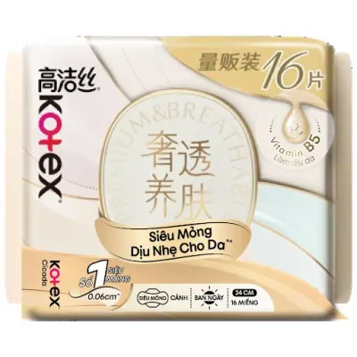Băng Vệ Sinh Kotex Cicada Siêu Mỏng Cánh 24cm Gói 16 Miếng