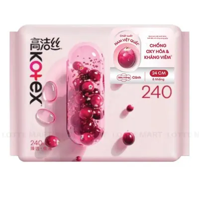 Băng Vệ Sinh Kotex Nam Việt Quất Siêu Mỏng Có Cánh 24cm Gói 8 Miếng