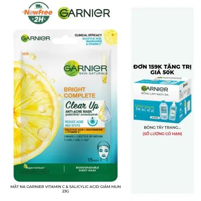 Mặt Nạ Garnier Vitamin C & Salicylic Acid Giảm Mụn 23g