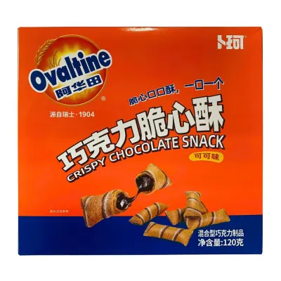 Bánh Ống Nhân Socola Ovaltine Hộp Giấy 120g