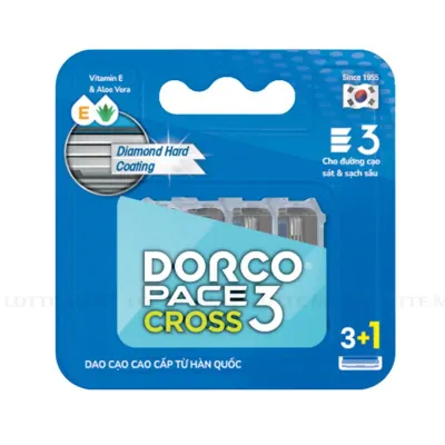 Lưỡi Dao Cạo Râu Dorco Pace 3 Cross Vỉ 4 Cái