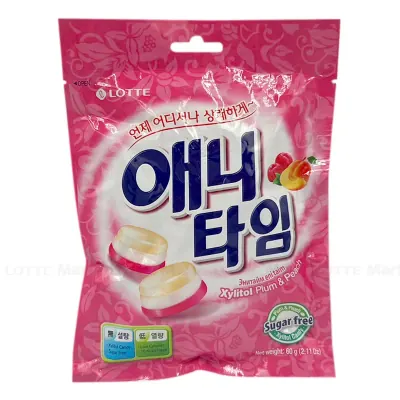 Kẹo Lotte Anytime Xylitol Vị Mận và Đào Gói 60g