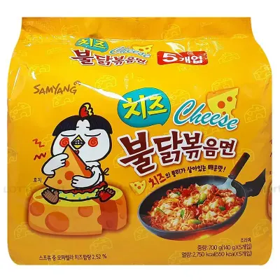 Lốc 5 Gói Mì Khô Gà Cay Phô Mai Samyang 140g/Gói
