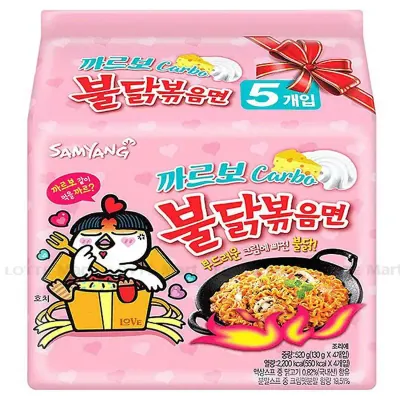 Lốc 5 Gói Mì Khô Gà Cay Samyang Sốt Carbonara 130g/Gói