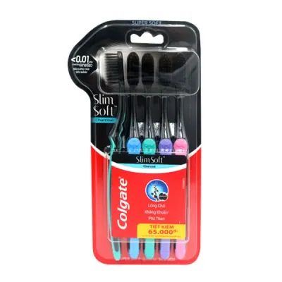 Bộ 5 Bàn Chải Đánh Răng Colgate Slimsoft Charcoal