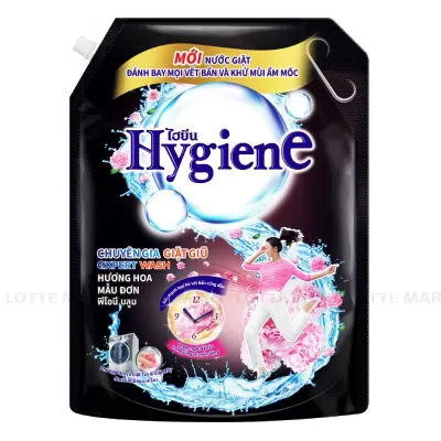 Nước Giặt Hygiene Đậm Đặc Hương Hoa Mẫu Đơn Dành Cho Máy Giặt Cửa Trước và Cửa Trên Túi 3L
