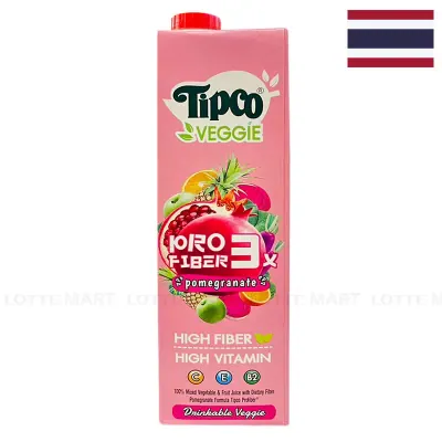 Nước Ép Trái Cây và Rau Củ Hỗn Hợp Tipco Profiber Vị Lựu Hộp 1L