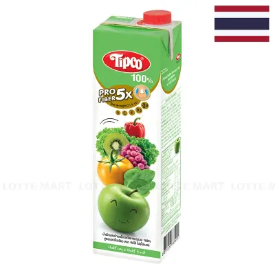 Nước Ép Trái Cây và Rau Củ Hỗn Hợp Tipco Profiber Vị Táo Hộp 1L