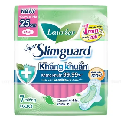 Băng Vệ Sinh Laurier Kháng Khuẩn Siêu Mỏng Cánh 25cm Gói 7 Miếng