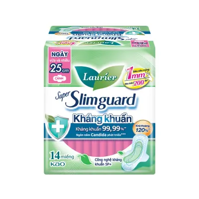 Băng Vệ Sinh Laurier Kháng Khuẩn Siêu Mỏng Cánh 25cm Gói 14 Miếng