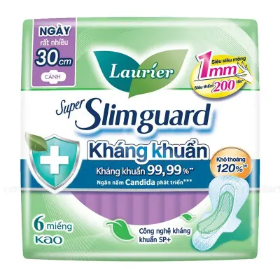 Băng Vệ Sinh Laurier Kháng Khuẩn Siêu Mỏng Cánh 30cm Gói 6 Miếng