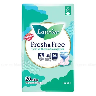 Băng Vệ Sinh Laurier Fresh & Free Siêu Mỏng Cánh Gói 20 Miếng