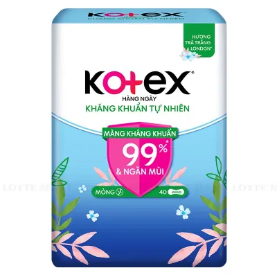 Băng Vệ Sinh Kotex Hàng Ngày Kháng Khuẩn Mỏng Gói 40 Miếng