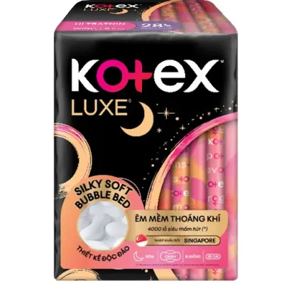 Băng Vệ Sinh Kotex Luxe Đêm Cánh 28cm 8 Miếng