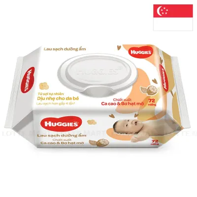 Khăn Ướt Huggies Ca Cao & Bơ Hạt Mỡ 72 Miếng