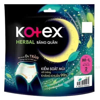 Băng Vệ Sinh Dạng Quần Kotex Thảo Dược Kháng Khuẩn Size M-L Bịch 2 Miếng