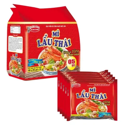 Lốc 5 Gói Mì Ăn Liền Lẩu Thái Acecook Vị Tôm 81g