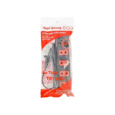 Ổ Cắm Chịu Nhiệt Điện Quang 4 Lỗ, 2 Chấu, Dây Dài DQESK2BR42ECO