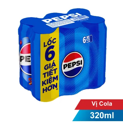 Lốc 6 Lon Nước Ngọt Có Gas Pepsi 320ml