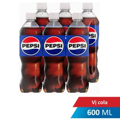 Lốc 6 Nước Ngọt Có Ga Pepsi Vị Cola Chai 600ml