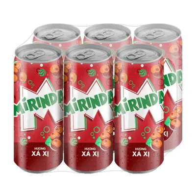 Lốc 6 Lon Nước Ngọt Có Gas Mirinda Xá Xị 320ml