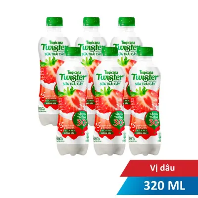 Lốc 6 Chai Nước Uống Sữa Trái Cây Twister Vị Dâu 320ml